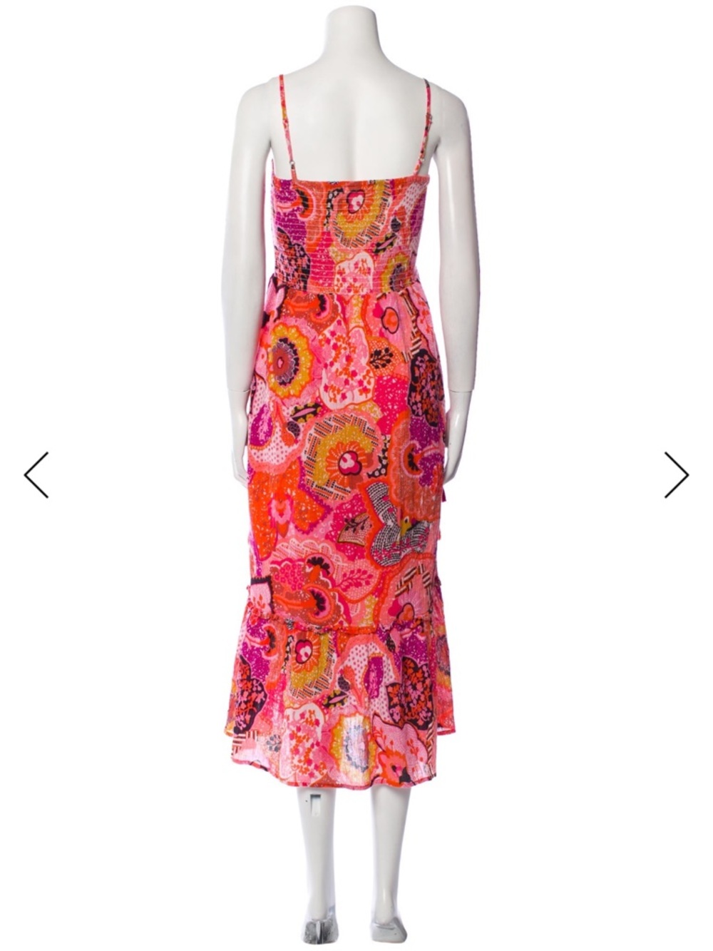 Banjanan Pink & Orange Floral Smocked Dress - M - Picture 4 of 16